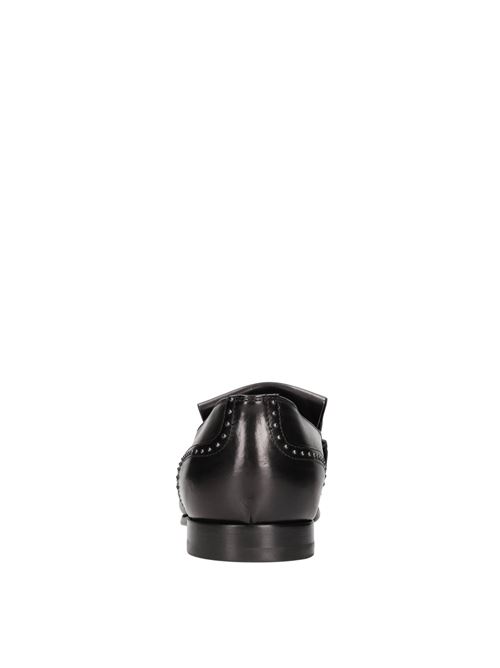 Moccasins in leather MORGILLO | AFRODITE DOUBLE FRANGE STUD VIT.NERO